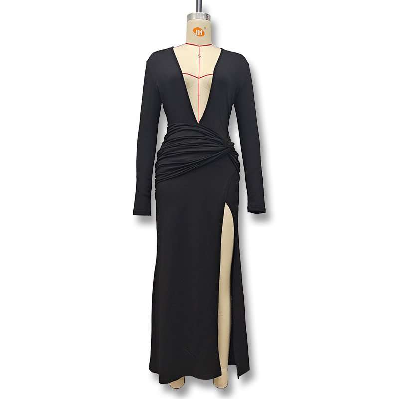 Plunge Neck Split Maxi Dress image 3