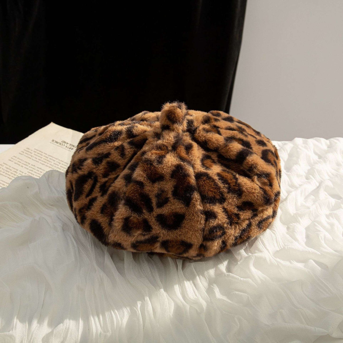 Winter Women Fashion Cow Plush Beret - Free Size, Multi Brown image