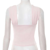 Sleeveless Top with  Ring Detail & Draped Shoulder Accent image 3