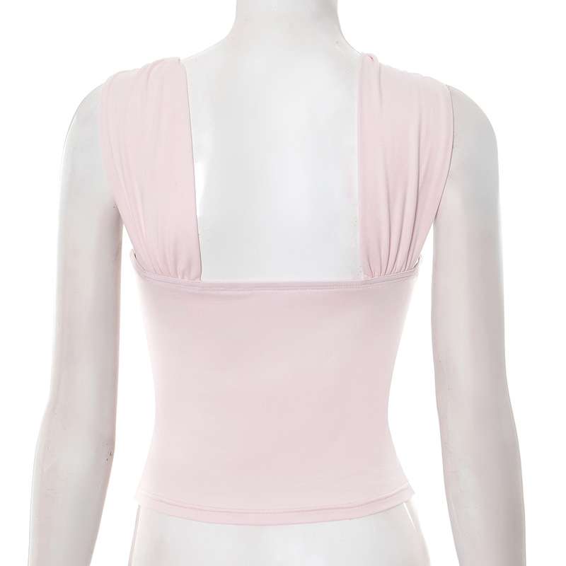 Sleeveless Top with  Ring Detail & Draped Shoulder Accent image 3
