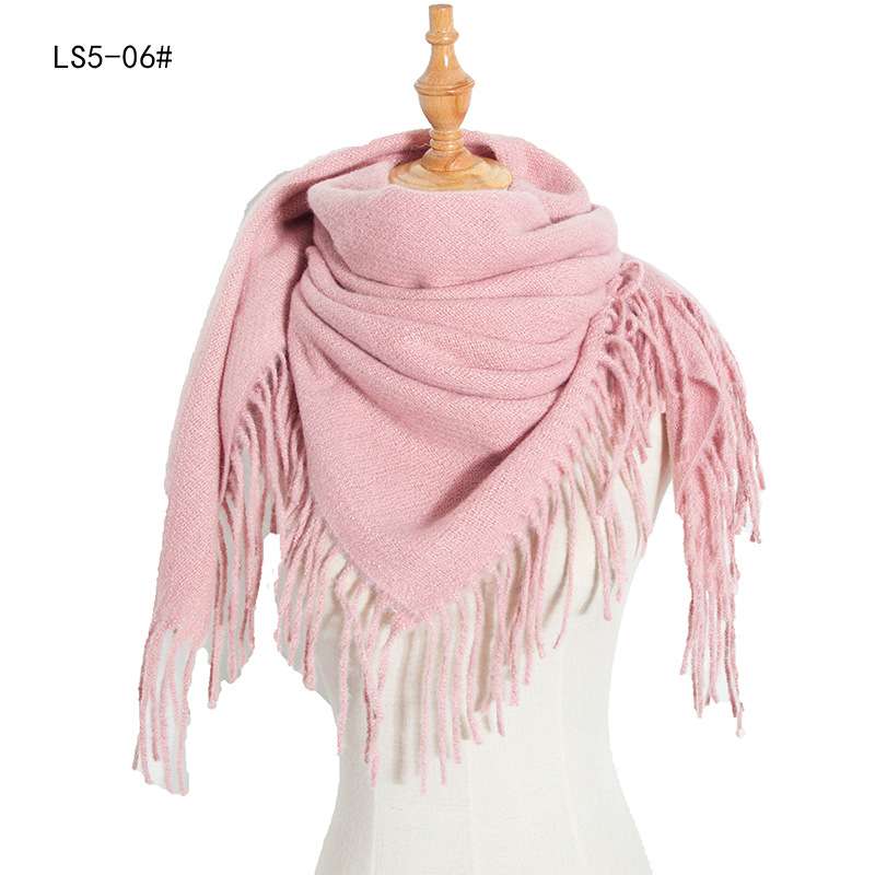 Solid Warm Warm Scarf  Tassel Square Shawl image 2