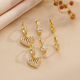 Heart and Crystal Hoop Earrings Set image 1