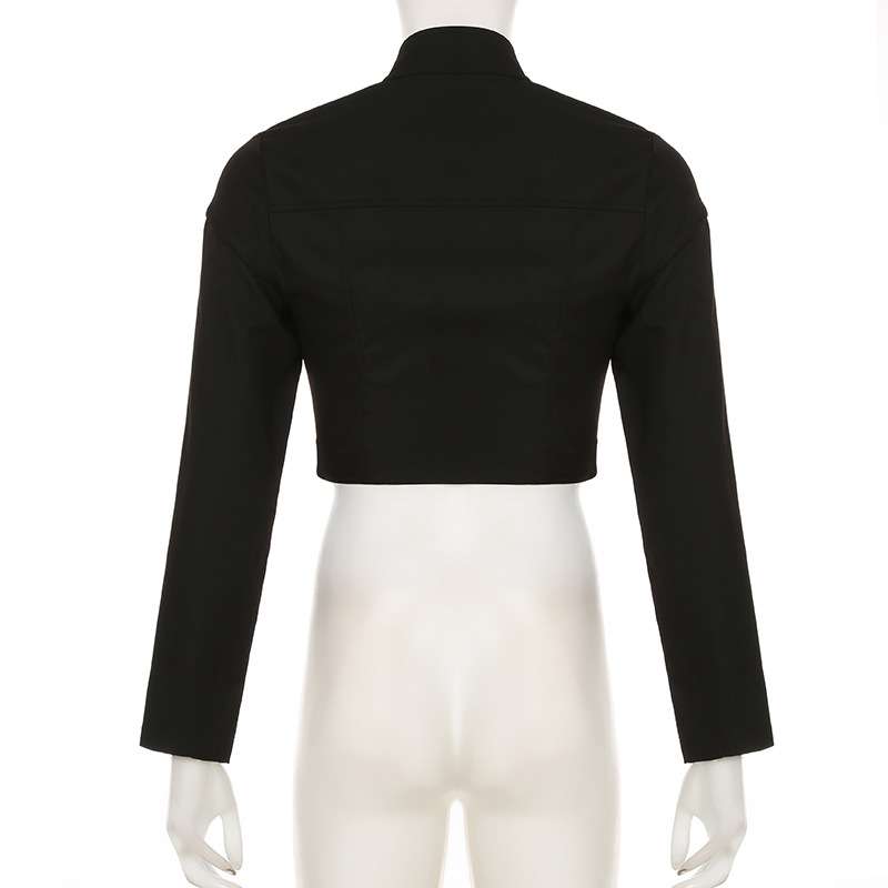 Irregular Stand Collar Zipper Cropped Jacket image 3