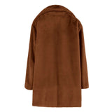 Front Pockets Lapel Neck Fuzzy Jacket image 5