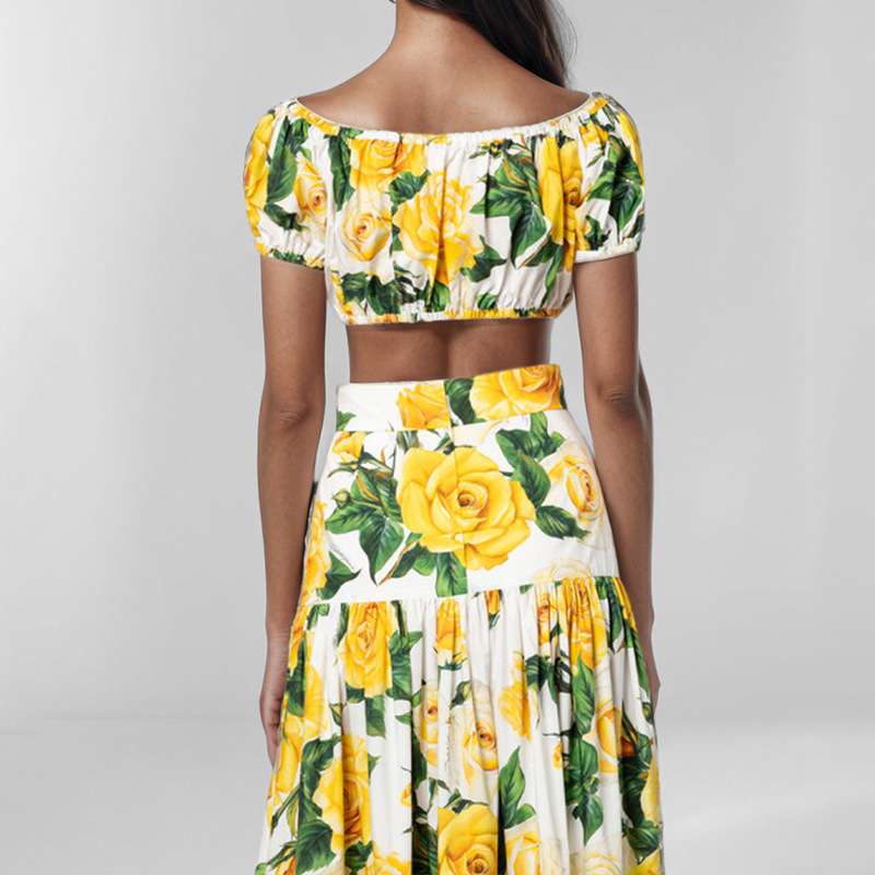 Floral Off-Shoulder Crop Top & Maxi Skirt Set image 4