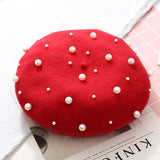 Embellishment Beaded Studs Crochet Cashmere Beret Cap image 4
