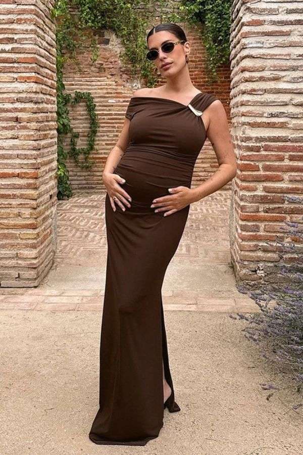 Off-Shoulder Maternity Maxi Dress image 0