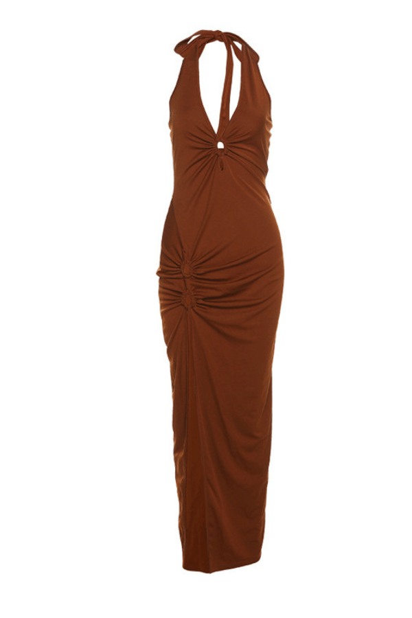 Sleeveless Halter Slit Maxi Sheath Dress image 4