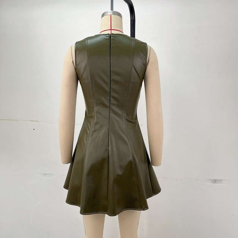 Faux Leather Fit-and-Flare Dress image 5
