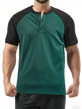 Casual Button Front Athletic T-shirt - S, Deep Sea Green image