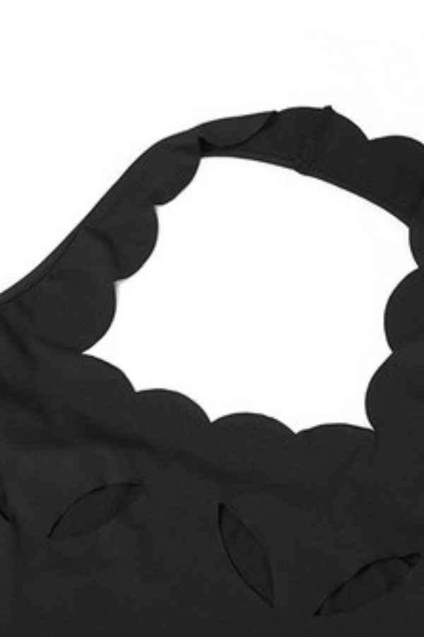 Sexy Plain Cut-Out Halter Neck Sleeveless Maxi Dress image 7