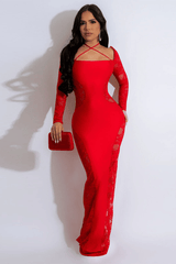 Elegent Lace See Through Long Sleeve Maxi Dresses image 0