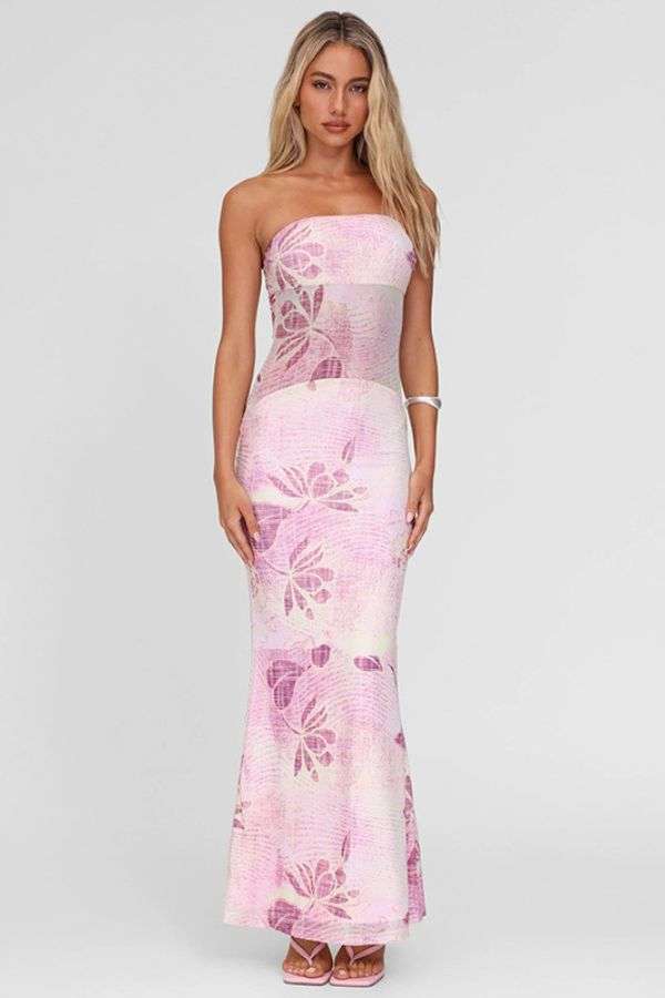 Floral Strapless Maxi Dress image 0
