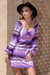 Printed Sweetheart Neck Balloon Sleeve Dress image 2