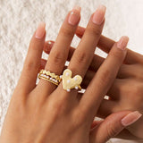 Heart & Pearl Statement Ring Set image 3