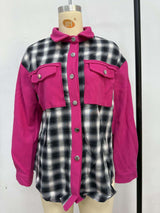 Colorblock Plaid Button-Up Shirt image 5