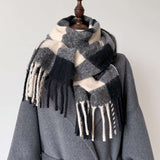 Women Checked Muffler With Fringes image 4