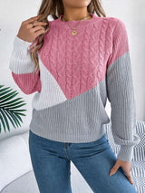 Knit Long Sleeve Pullover Sweater - M, Pink image