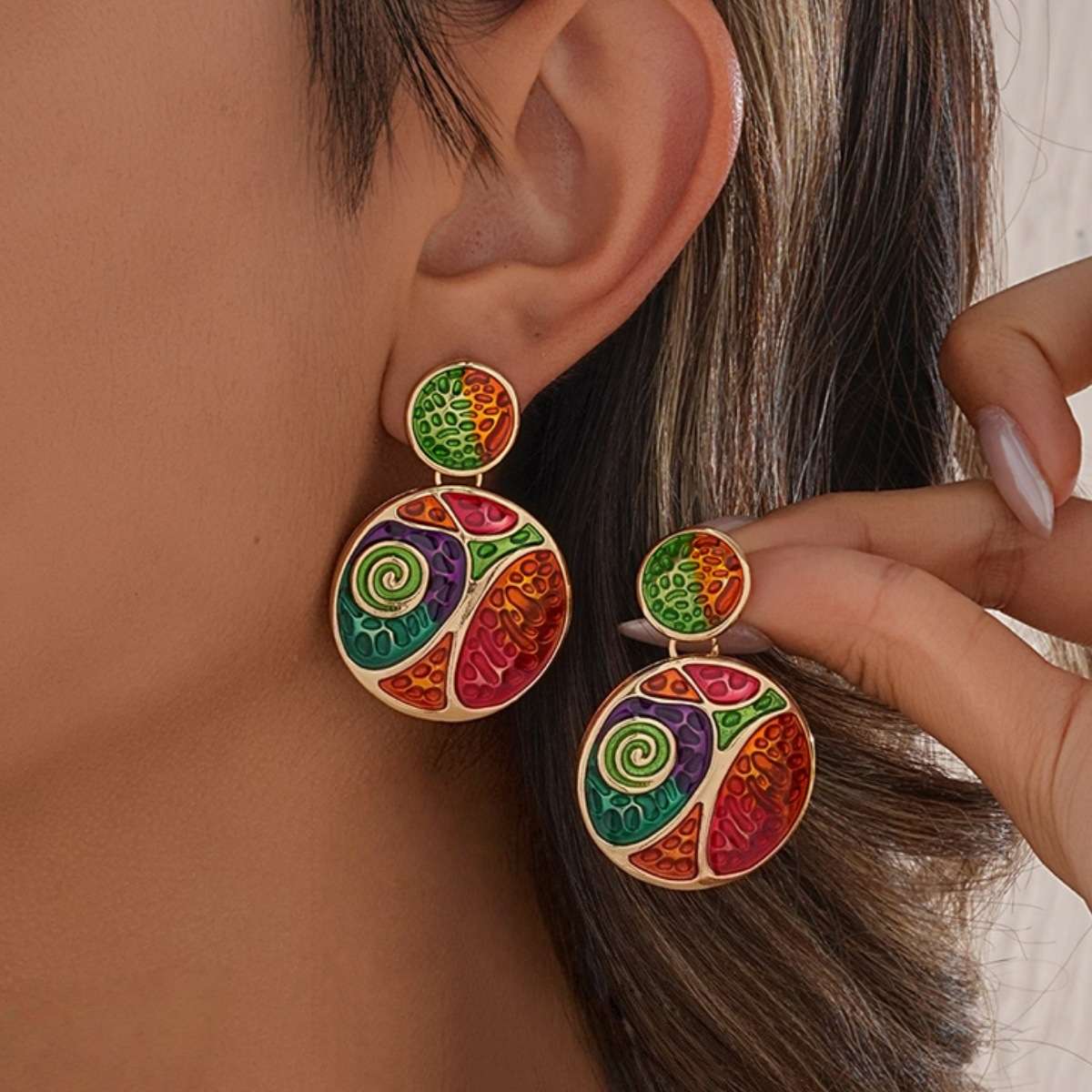 Vibrant Abstract Colorful Earrings image 4
