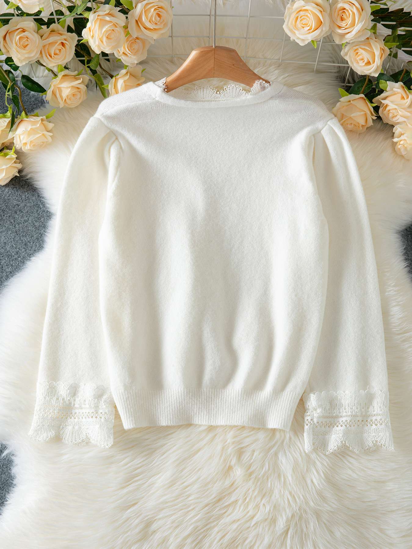Elegant White Button-Up Sweater image 5