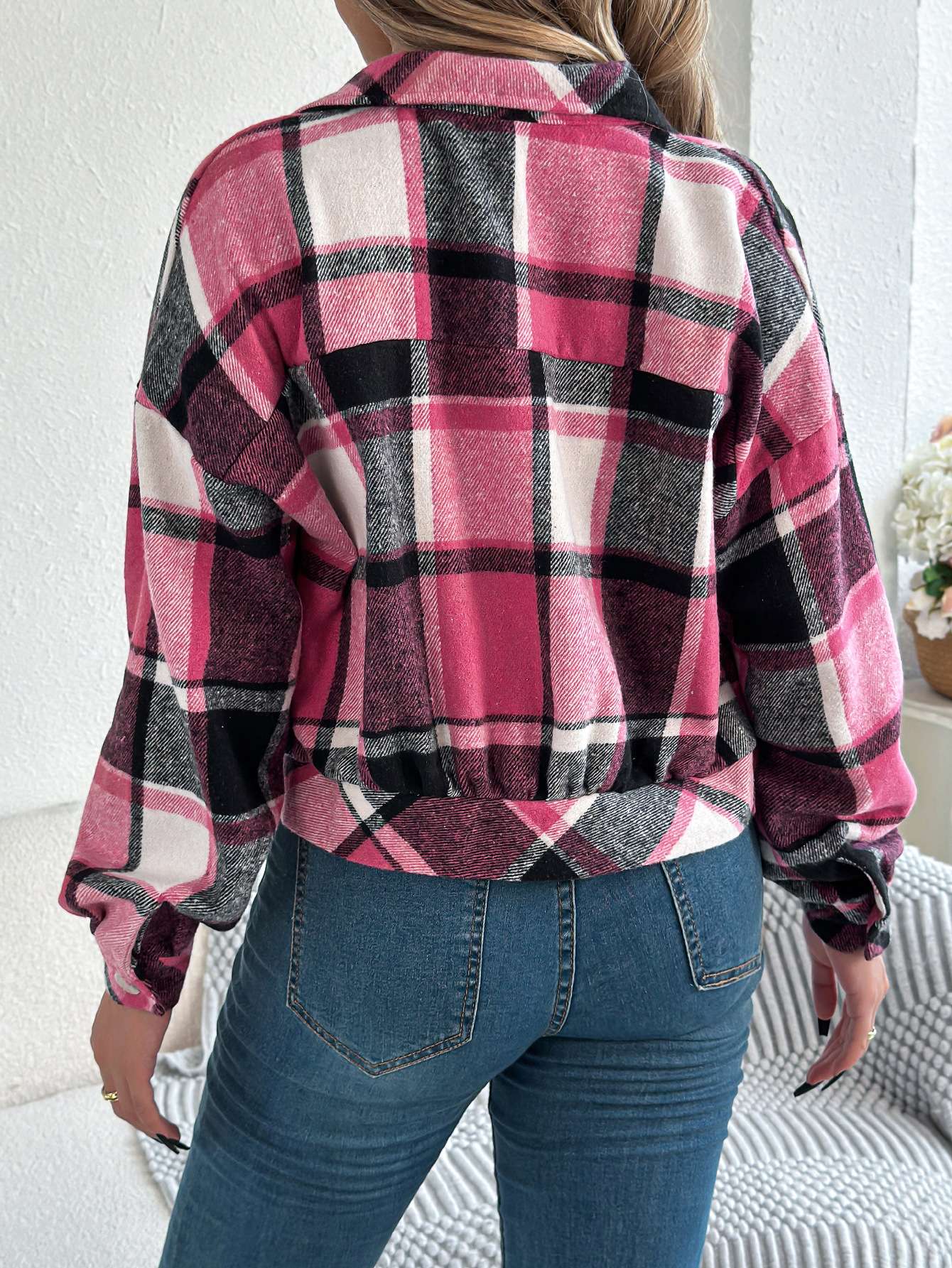 Plaid Button-Up Jacket image 3