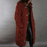 Womens Cardigan Sweater  Long Jacket Outwear - M, Wine Red image