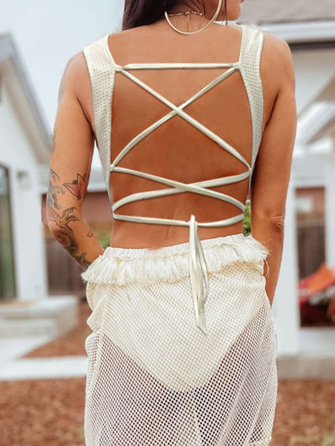 Deep V-Neck Maxi Cover-Up Dress image 4