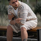 Striped Short-Sleeve Jacket & Shorts Set image 4