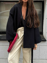 Oversized Textured Kimono-Style Jacket image 3