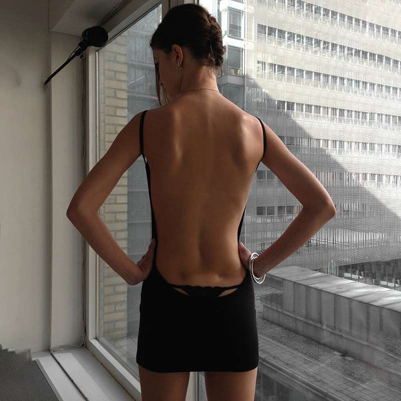 Black Spaghetti Strap Bodycon Dress image 3