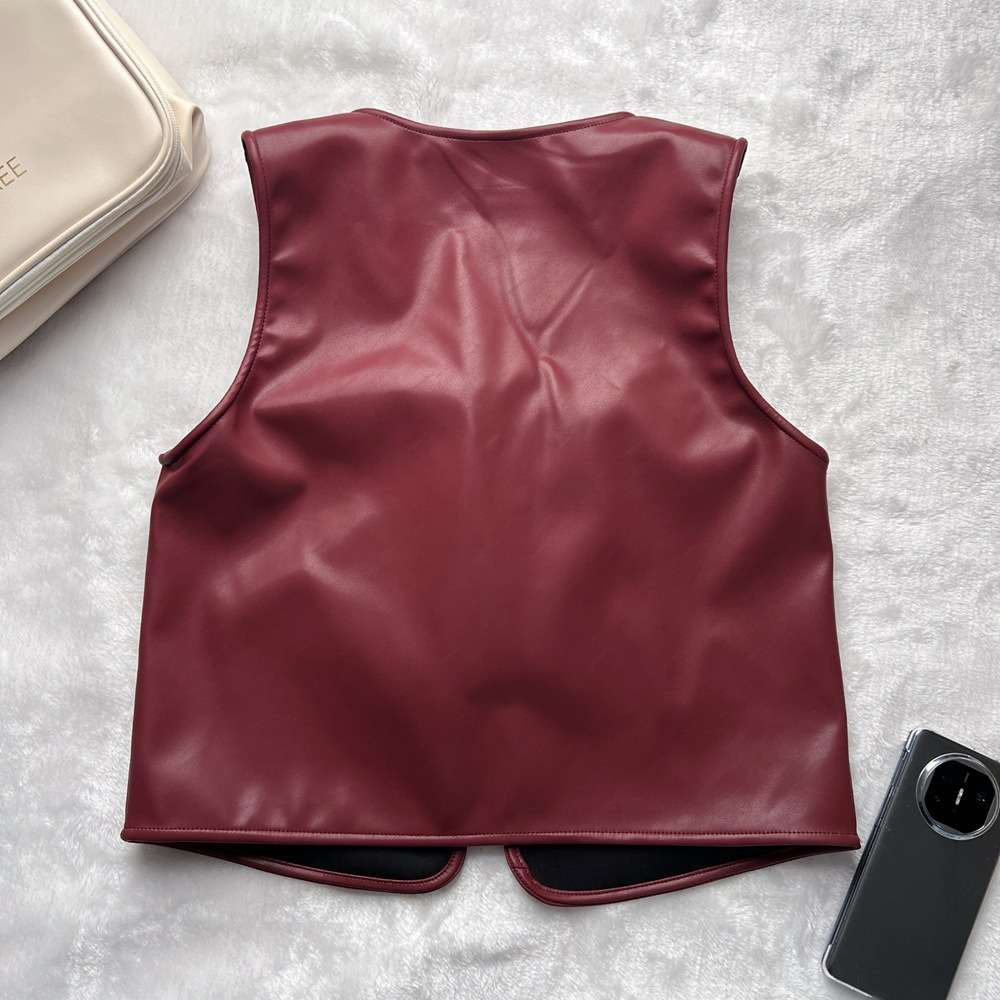 Faux Leather Tie-Front Vest Top image 3