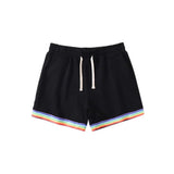 Mens Swim Shorts with Rainbow Trim - XL, Black image