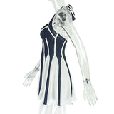 Chic Black and White Striped Dress image 2
