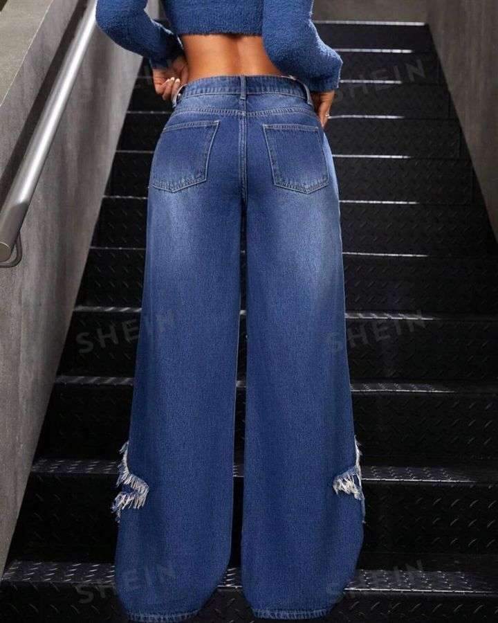 Distressed Wide Leg Jeans image 3