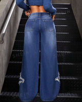 Distressed Wide Leg Jeans image 3