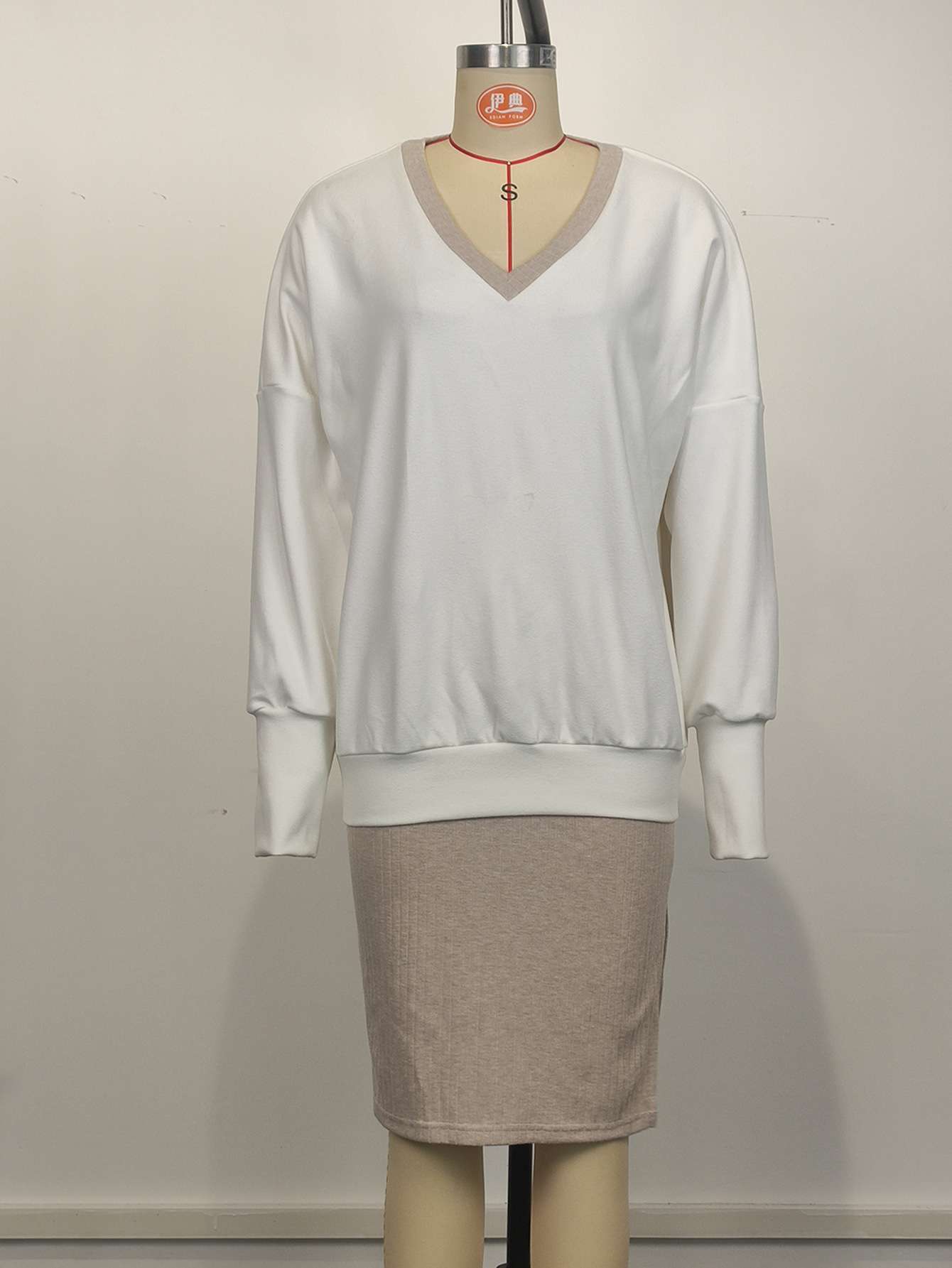 Fall Winter V Neck Top Skirt Set image 5