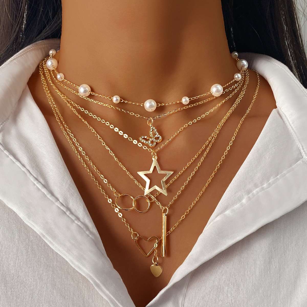 Trendy Multilayer Necklace Set image 2