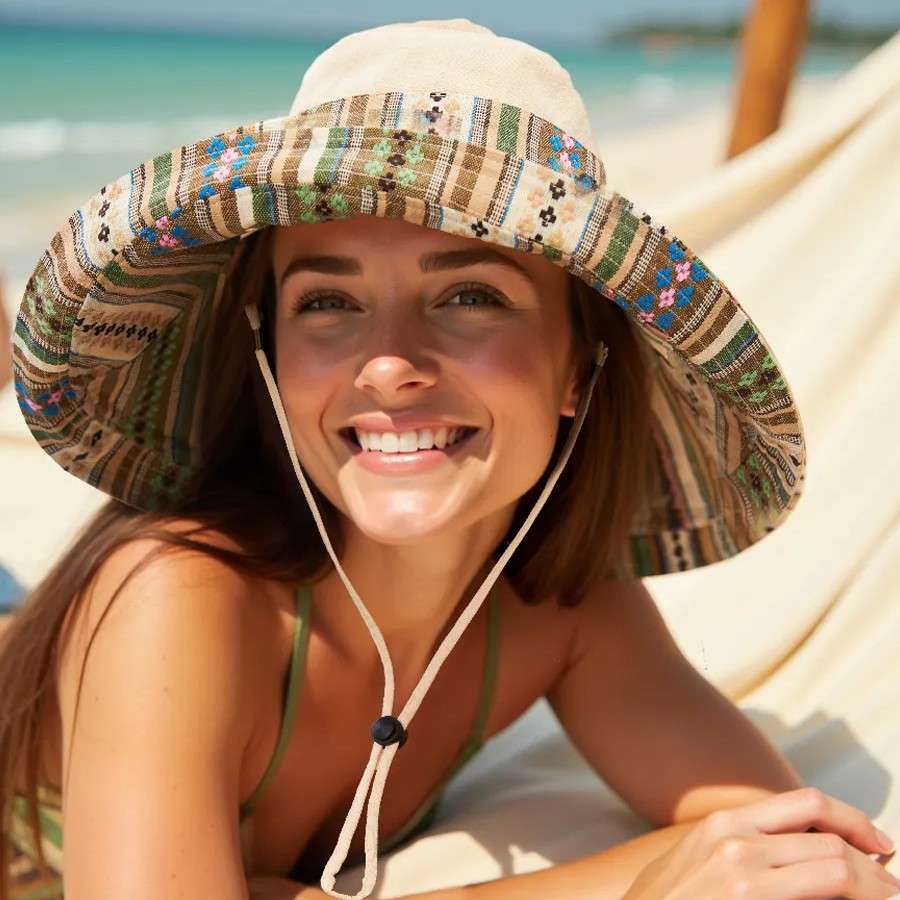Wide-Brim Straw Sun Hat image 0