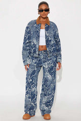 Bomber Jacket & Wide-Leg Pants Set image 1