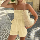 Smocked Strapless Ruffled Dress - M, Autumnal Yellow image