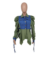 Button Down Patchwork Shirt  Jacket Crop Top image 6