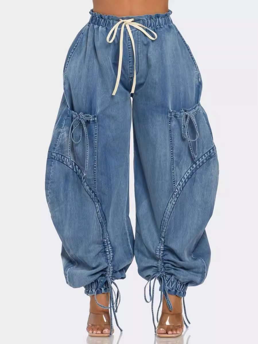 Loose cargo jeans wide leg denim pants image 1