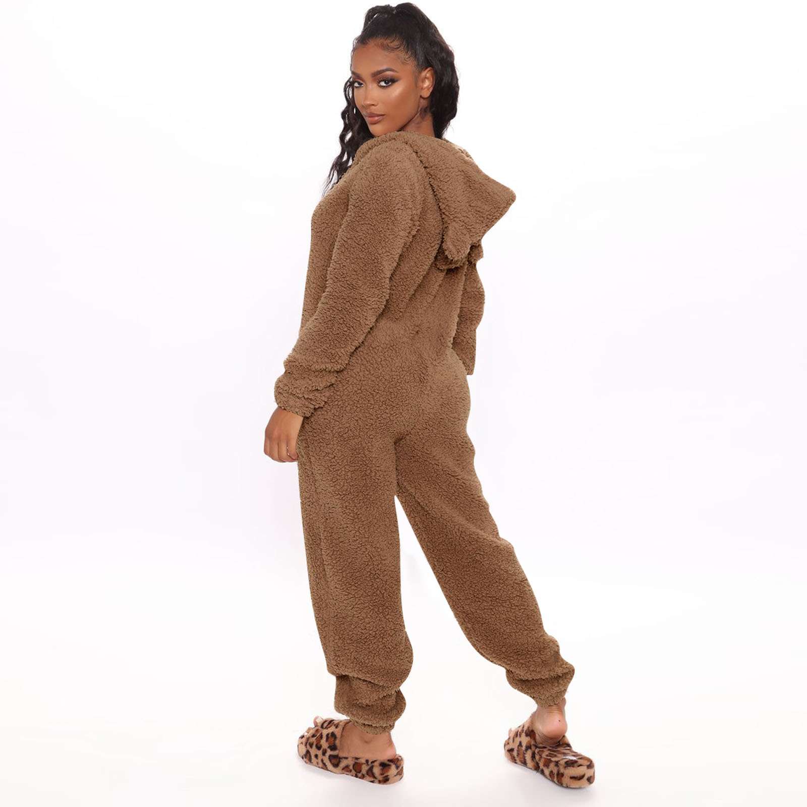 Fluffy Polar Bear Onesie - S, Potting Soil Brown image