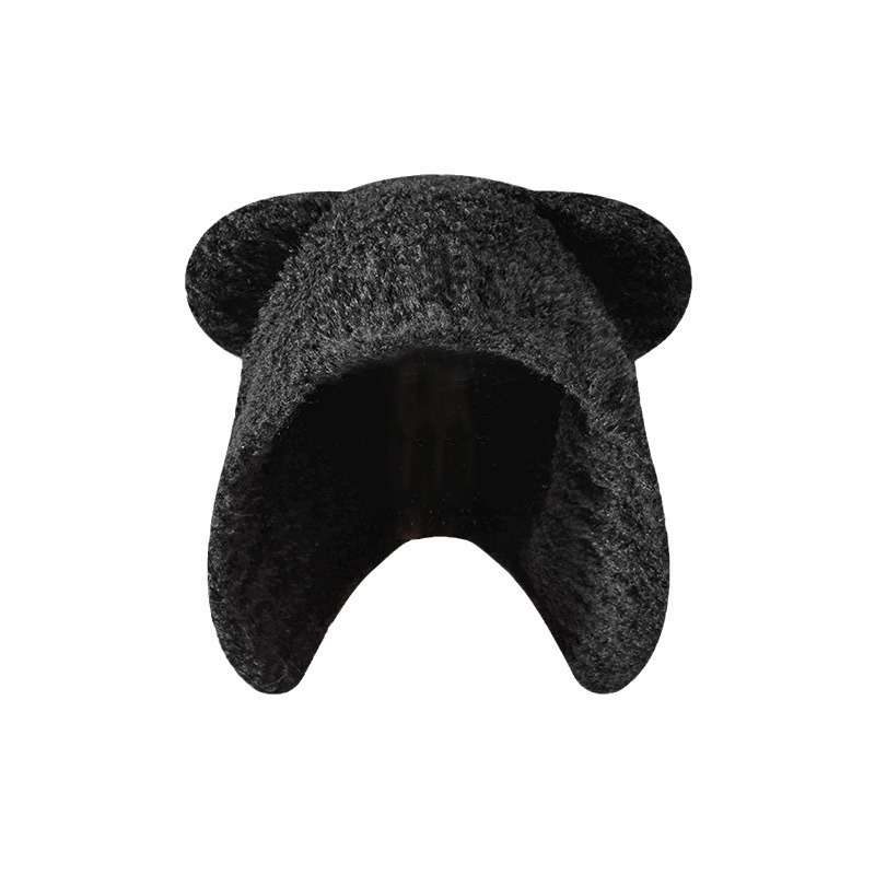 Knitted cat ear hat - Free Size, Black image