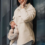 Button Down Shacket - M, Beige image