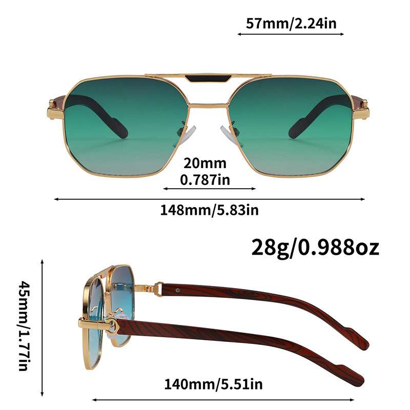 Stylish Gold Frame Aviator Sunglasses - Free Size, Green image