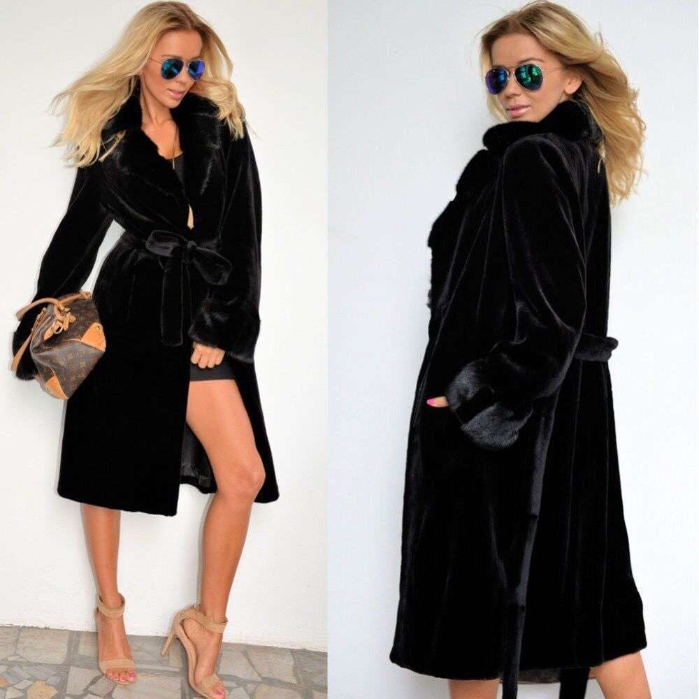 Suit Collar Thick Long Plush Coat image 2