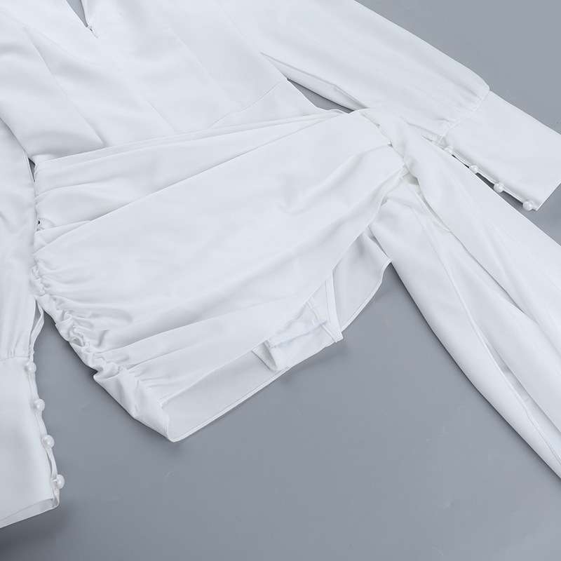 White Dress with Dramatic Sleeves image 7