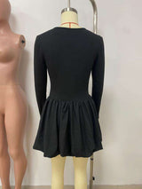 Long-Sleeve Bubble Hem Mini Dress image 3