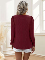Elegant Eyelet Long-Sleeve Blouse image 6